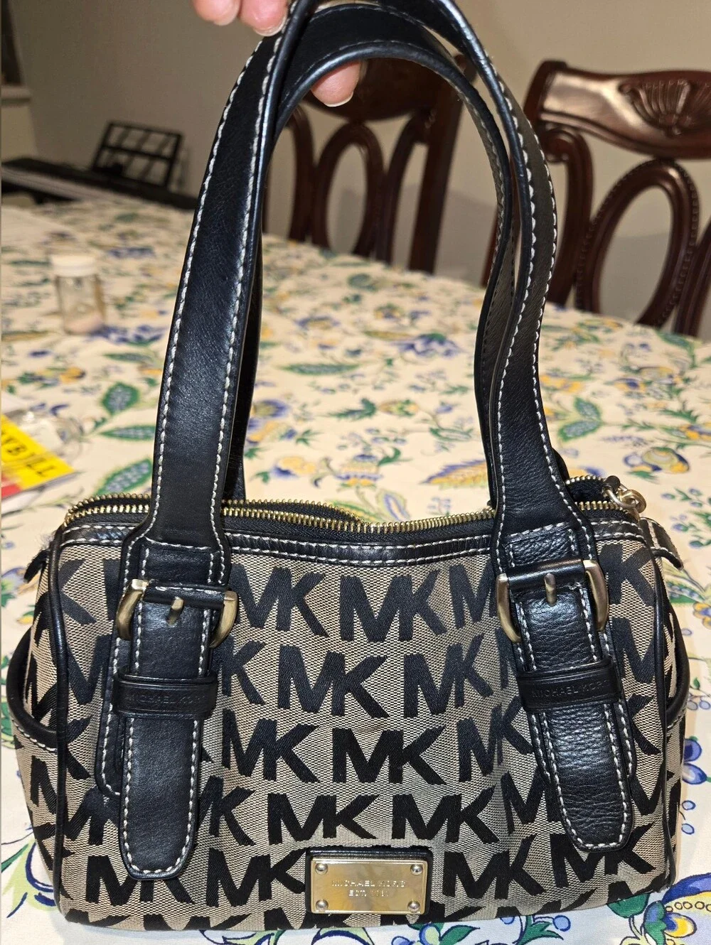 Michael Kors Black Canvas Logo Satchel
